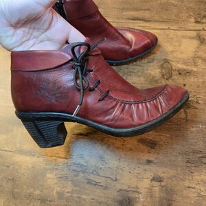 Rieker Boots Womens EU 39 Ankle Booties Heels‎ Burgundy Leather Zipper Run Small